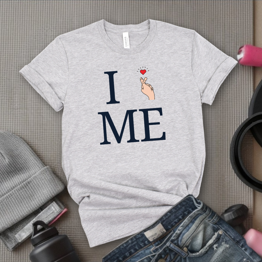 I Love Me T-shirt - Finger Heart - Unisex Jersey Short Sleeve Shirt - Gift for Yourself - Bella Canvas 3001