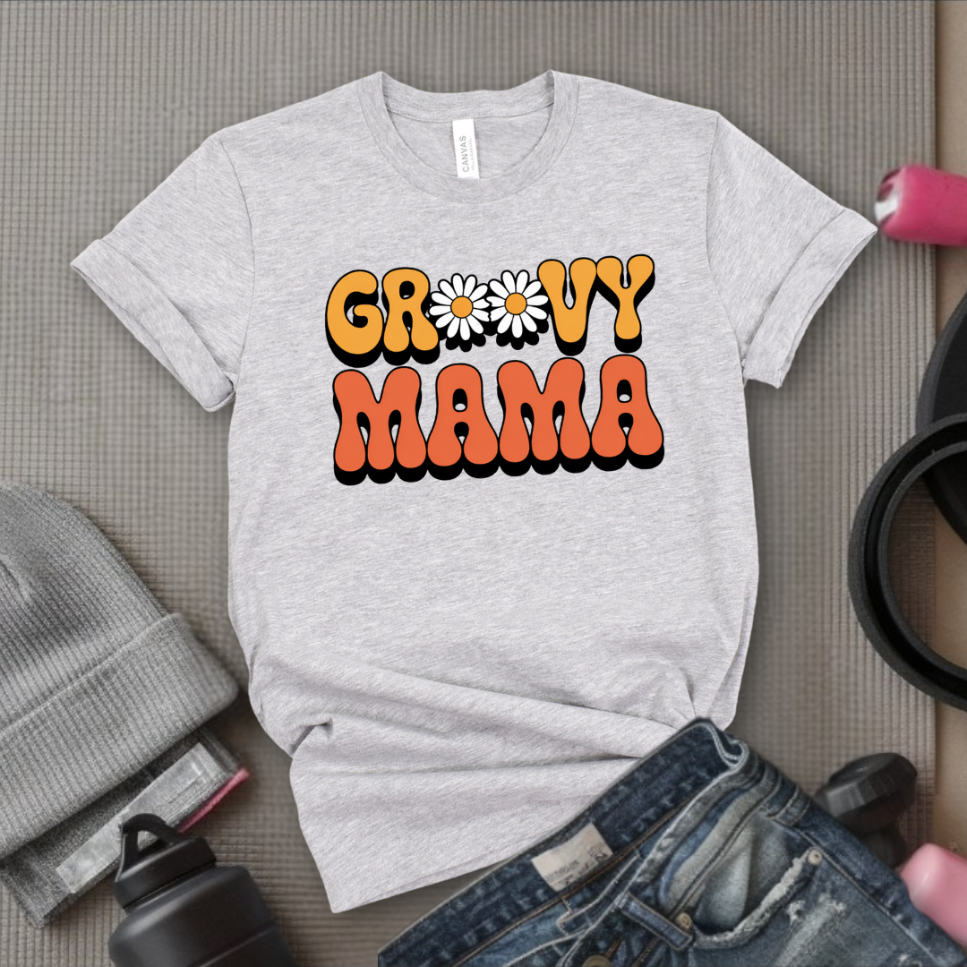 Groovy Mama - Mother's Day Gifts - Women Empower Feminist Tee - Bella Canvas 3001
