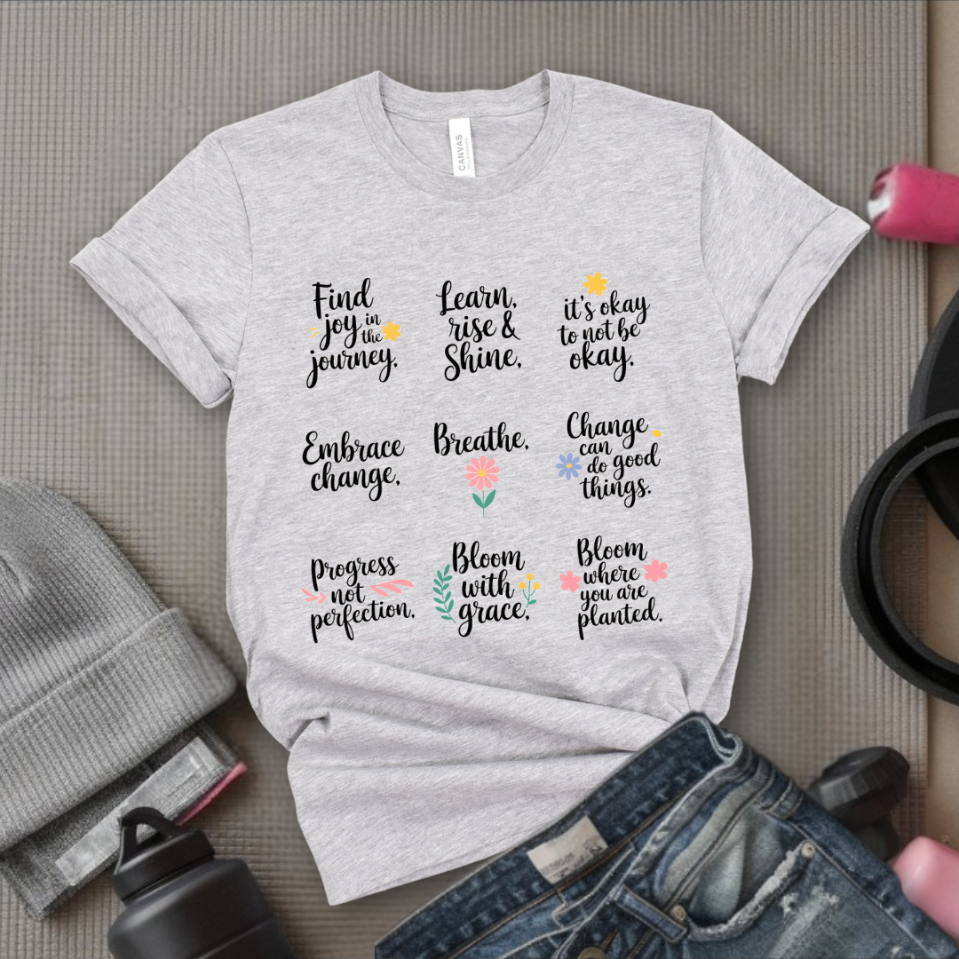 Retro Inspirational Flower Saying - Positive Quotes - Minimalism Mental Health Tee - Unisex Jersey Short Sleeve Shirt - Bella Canvas 3001