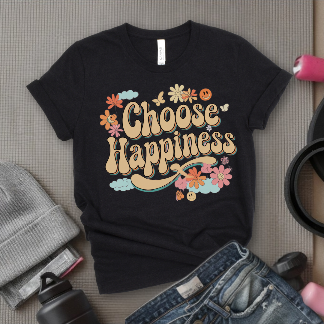 Choose Happiness - Y2K Groovy Style - Unisex Jersey Short Sleeve Shirt - Self Gift for Woman - Bella Canvas 3001