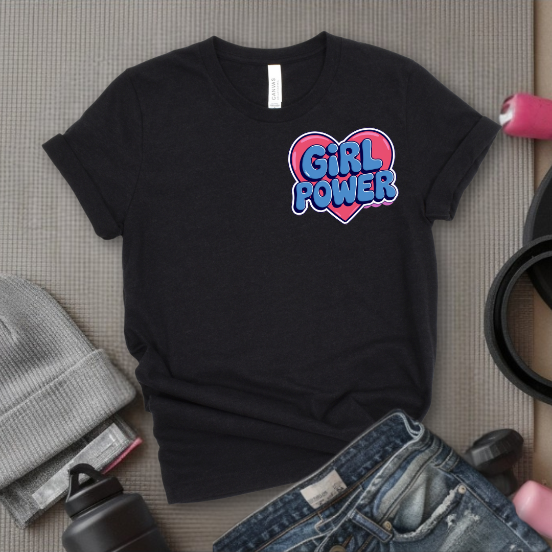 Girl Power Pocket T-shirt - Women Right Inspired Tee - Unisex Jersey Short Sleeve Shirt - Gift for Yourself, Female Friends - Bella Canvas 3001