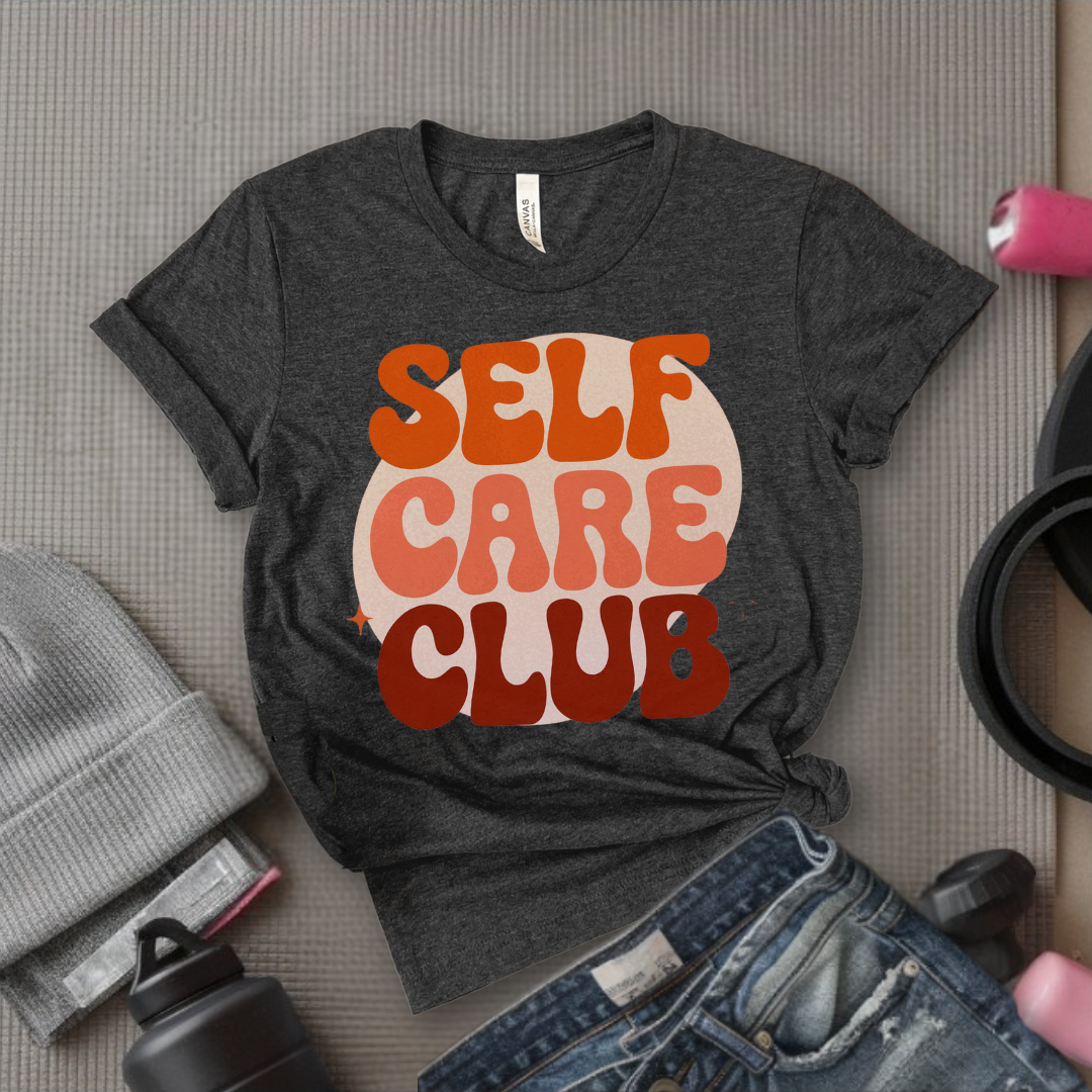 Self Care Club T-shirt - Y2k Style Tee - Unisex Jersey Short Sleeve Shirt - Gift for Yourself, Female Friends - Bella Canvas 3001