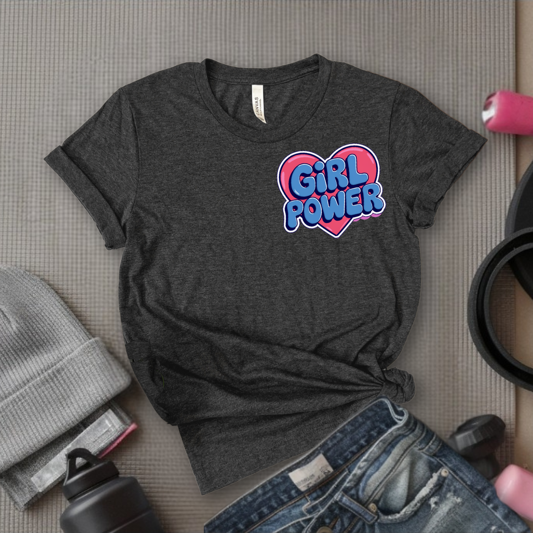 Girl Power Pocket T-shirt - Women Right Inspired Tee - Unisex Jersey Short Sleeve Shirt - Gift for Yourself, Female Friends - Bella Canvas 3001