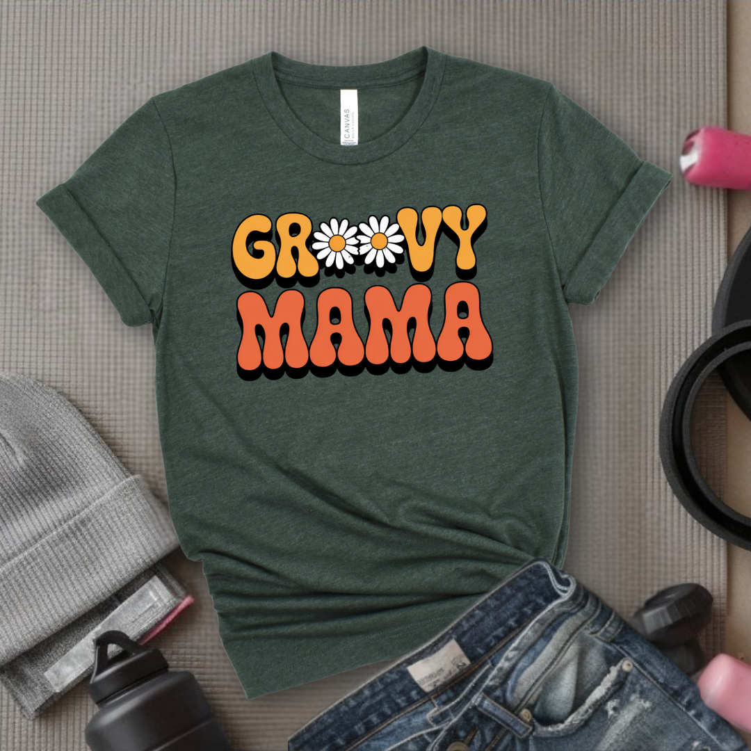 Groovy Mama - Mother's Day Gifts - Women Empower Feminist Tee - Bella Canvas 3001