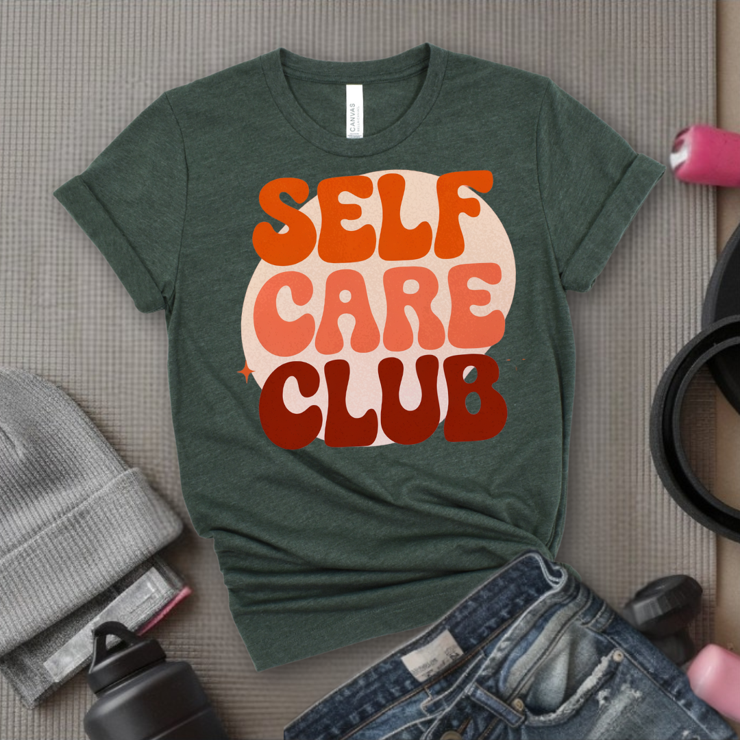 Self Care Club T-shirt - Y2k Style Tee - Unisex Jersey Short Sleeve Shirt - Gift for Yourself, Female Friends - Bella Canvas 3001