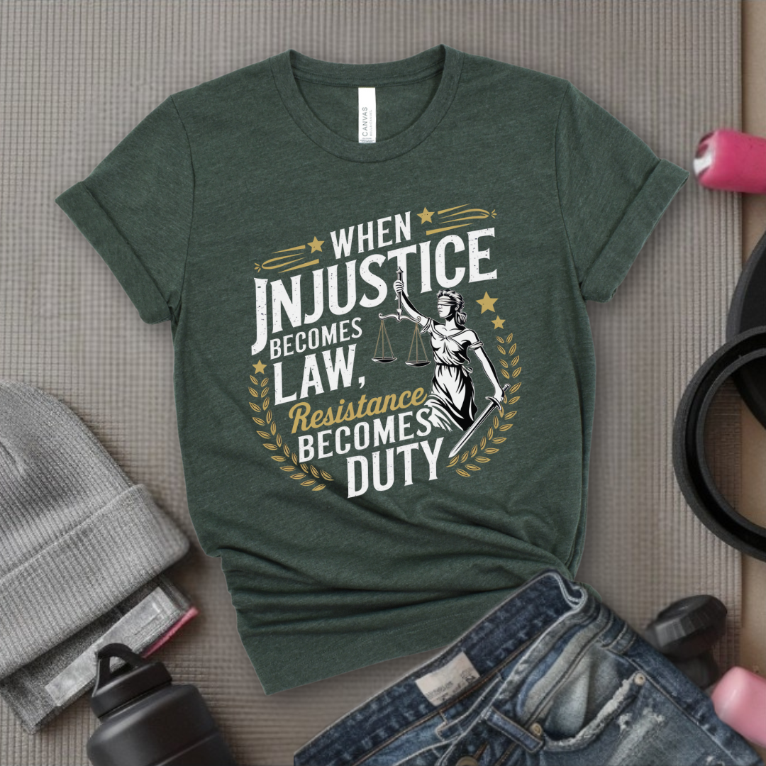 When Injustice Becomes Law Resistance Becomes Duty - Women Empowerment Tshirt - Gift for Strong Women, Feminists - Bella Canvas 3001