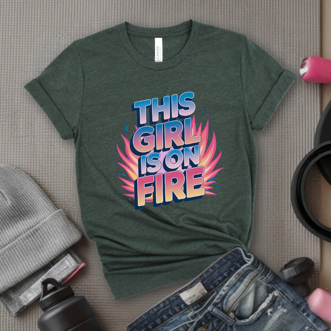 This Girl is On Fire T-shirt - Unisex Jersey Short Sleeve Shirt - Women Empowerment Inspired Tee - Gift for Yourself, Female Friends - Bella Canvas 3001