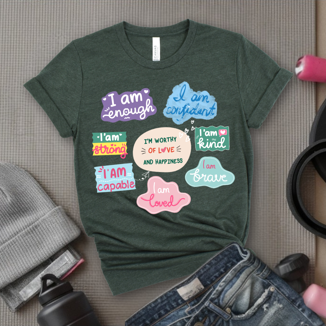 I am Inspiration Shirt - I am Enough T-shirt - Motivational Y2k Style Tshirt - Positive Quotes Tee - Self Love Gift for Women - Bella Canvas 3001