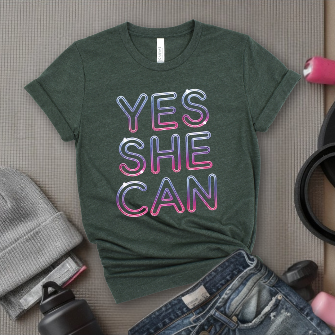 Yes She Can - Women Right Tee - Unisex Jersey Short Sleeve Shirt - Women Empowerment Gift for Her, Female Friends - Bella Canvas 3001