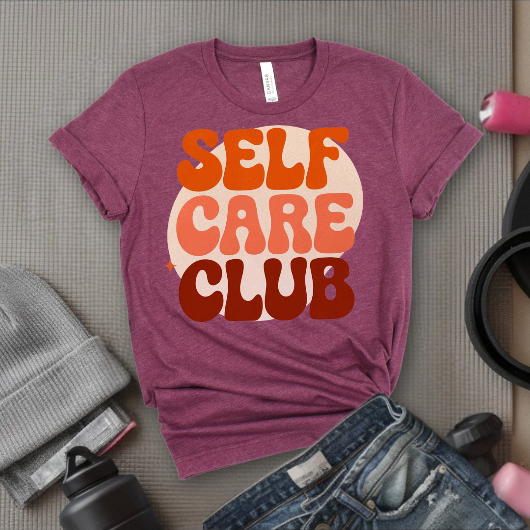 Self Care Club T-shirt - Y2k Style Tee - Unisex Jersey Short Sleeve Shirt - Gift for Yourself, Female Friends - Bella Canvas 3001