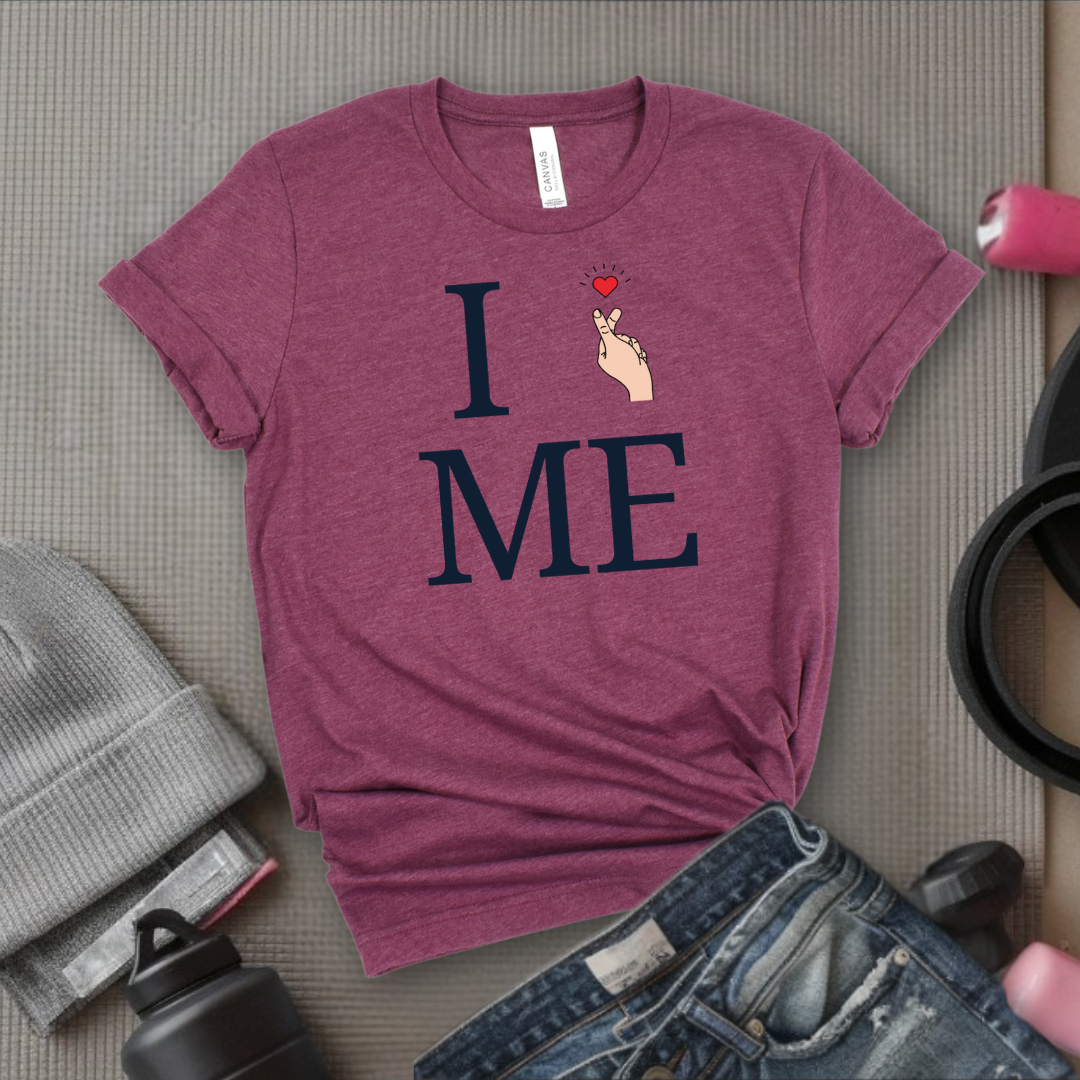 I Love Me T-shirt - Finger Heart - Unisex Jersey Short Sleeve Shirt - Gift for Yourself - Bella Canvas 3001