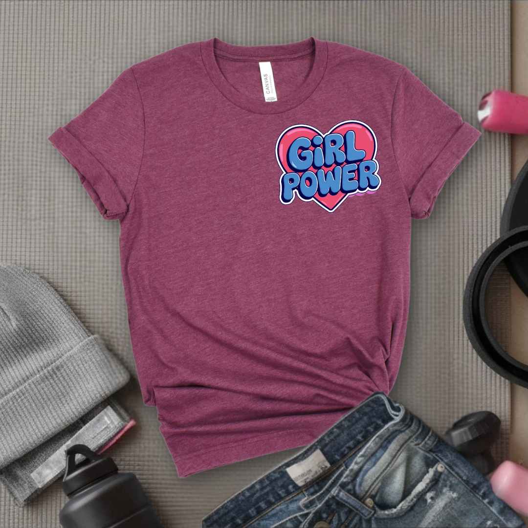 Girl Power Pocket T-shirt - Women Right Inspired Tee - Unisex Jersey Short Sleeve Shirt - Gift for Yourself, Female Friends - Bella Canvas 3001