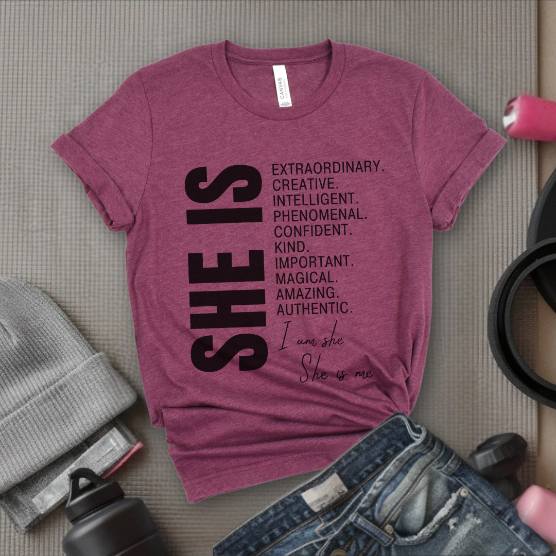 She is Extraordinary Creative Intelligent Kind T-shirt - Unisex Jersey Short Sleeve Shirt - Women Right Inspired Tee - Gift for Yourself - Bella Canvas 3001
