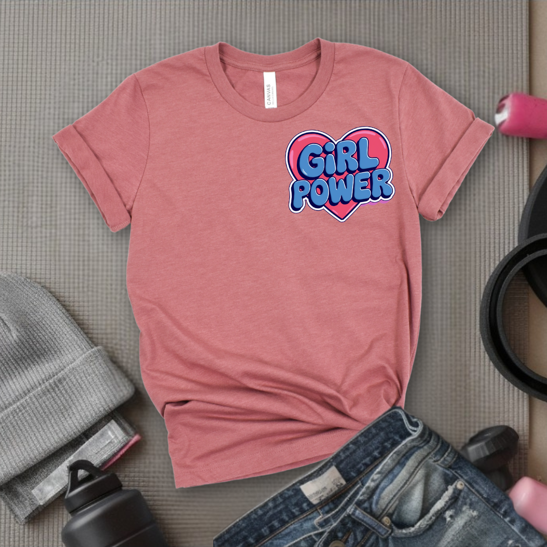 Girl Power Pocket T-shirt - Women Right Inspired Tee - Unisex Jersey Short Sleeve Shirt - Gift for Yourself, Female Friends - Bella Canvas 3001