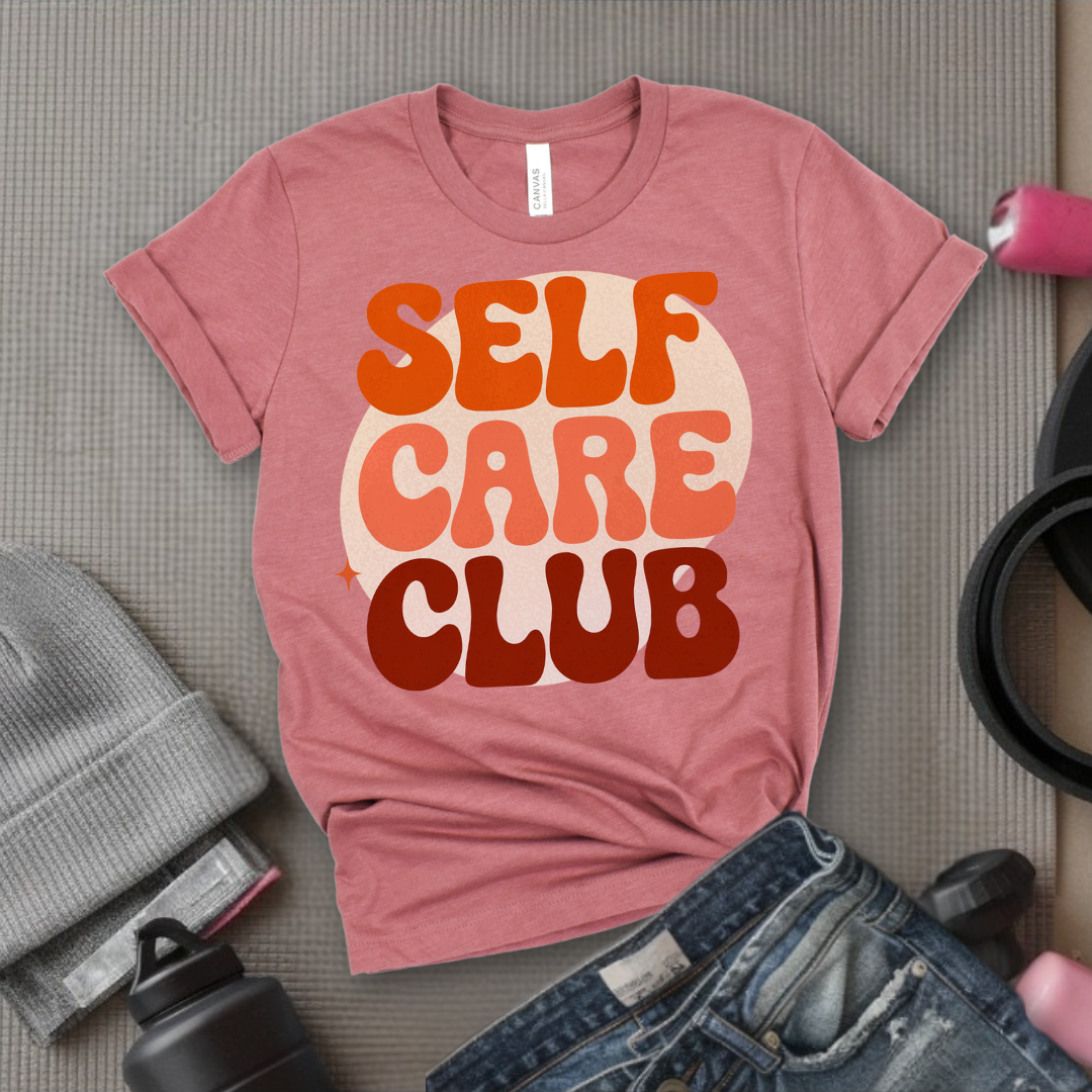 Self Care Club T-shirt - Y2k Style Tee - Unisex Jersey Short Sleeve Shirt - Gift for Yourself, Female Friends - Bella Canvas 3001