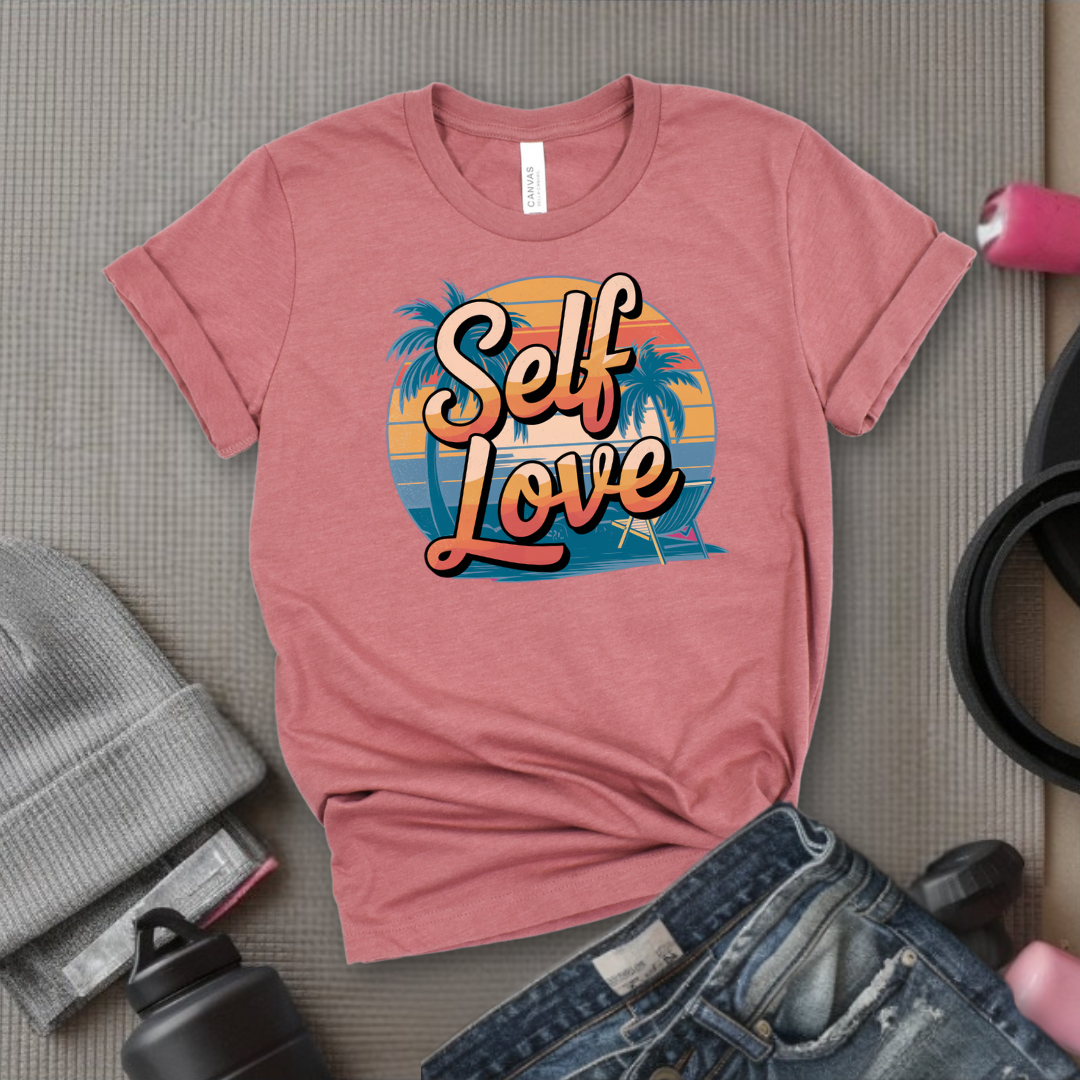 Vintage Self Love Beach Vibes T-shirt - Unisex Jersey Short Sleeve Shirt - Gift for Yourself - Bella Canvas 3001