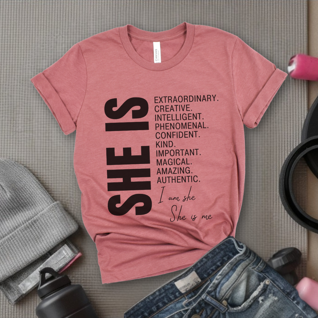 She is Extraordinary Creative Intelligent Kind T-shirt - Unisex Jersey Short Sleeve Shirt - Women Right Inspired Tee - Gift for Yourself - Bella Canvas 3001
