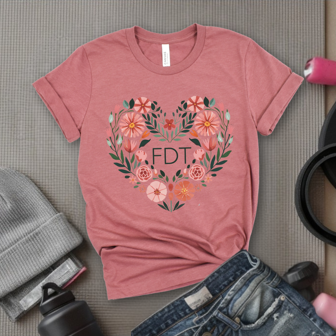 Fdt Heart Shaped Flower - Feminist T-Shirt - Women Empowerment Tee - Bella Canvas 3001
