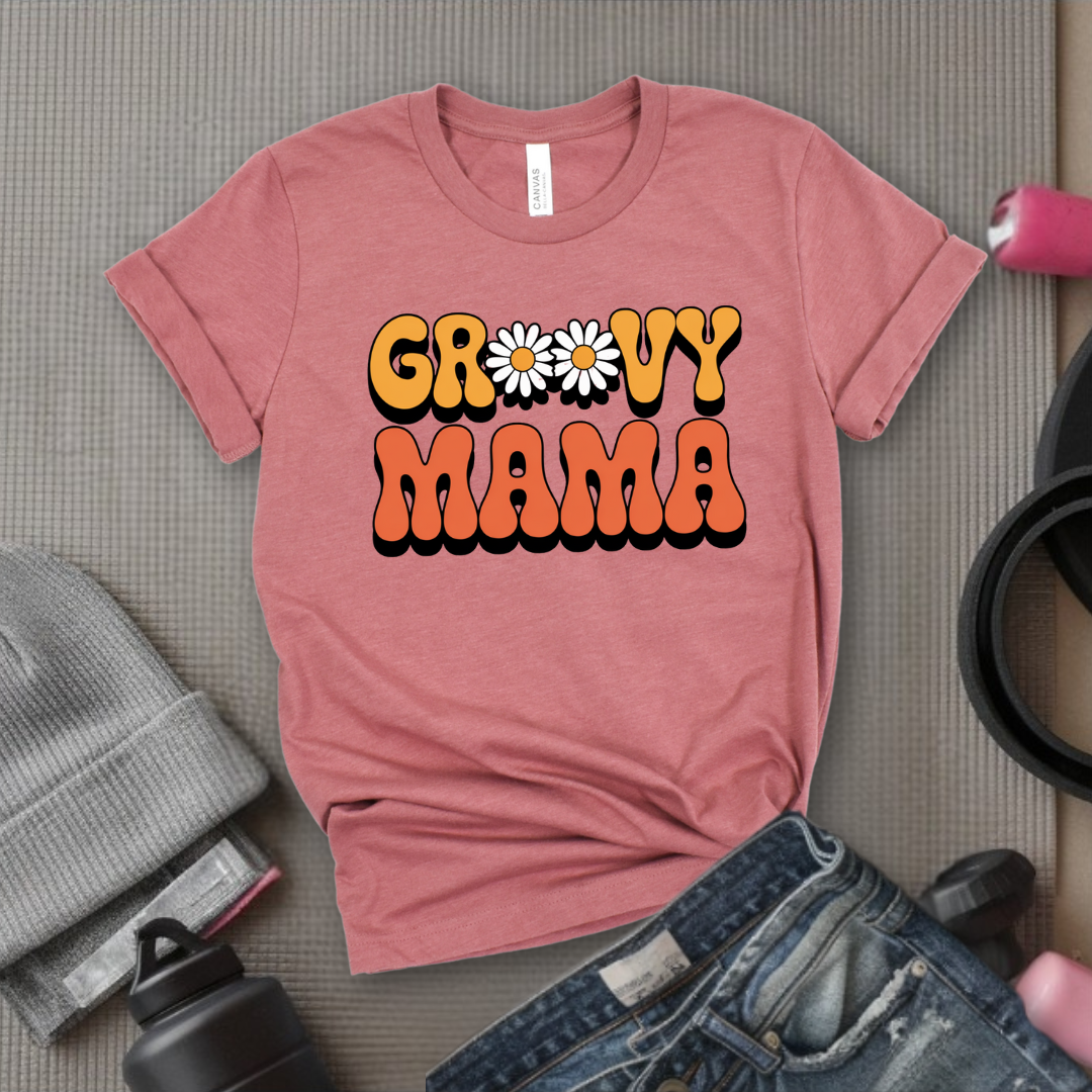 Groovy Mama - Mother's Day Gifts - Women Empower Feminist Tee - Bella Canvas 3001