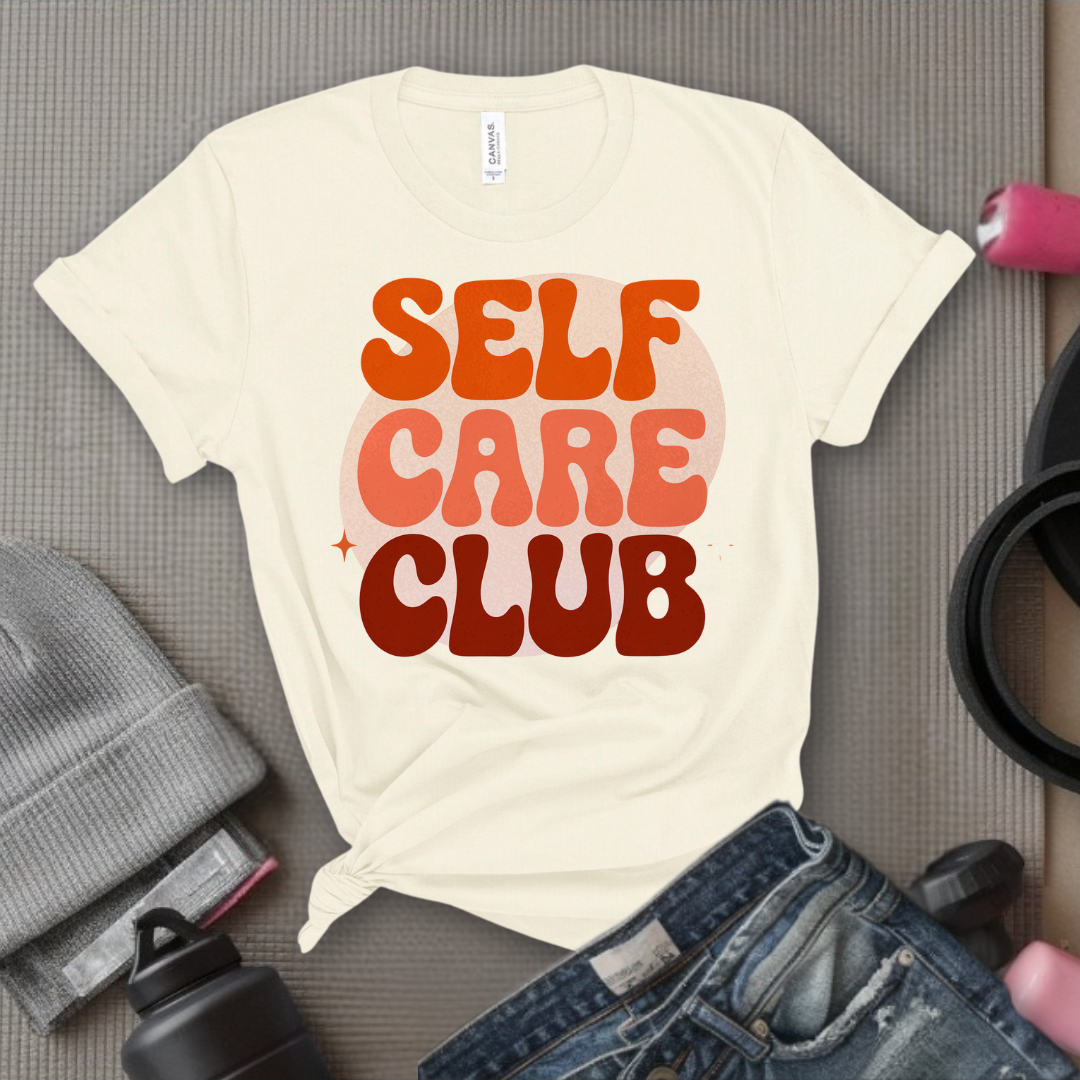 Self Care Club T-shirt - Y2k Style Tee - Unisex Jersey Short Sleeve Shirt - Gift for Yourself, Female Friends - Bella Canvas 3001