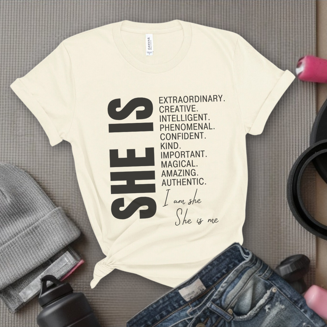 She is Extraordinary Creative Intelligent Kind T-shirt - Unisex Jersey Short Sleeve Shirt - Women Right Inspired Tee - Gift for Yourself - Bella Canvas 3001
