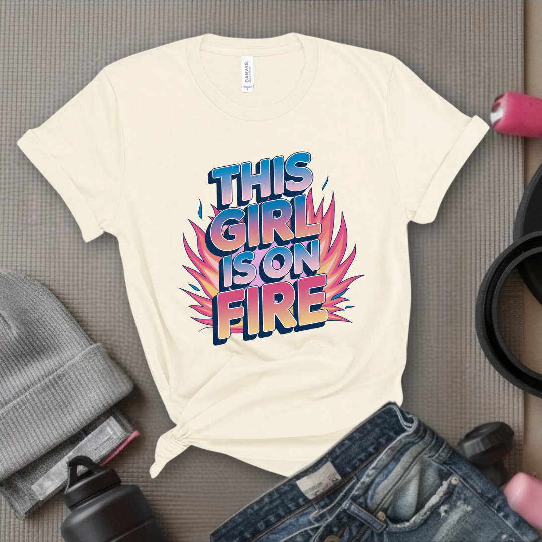 This Girl is On Fire T-shirt - Unisex Jersey Short Sleeve Shirt - Women Empowerment Inspired Tee - Gift for Yourself, Female Friends - Bella Canvas 3001