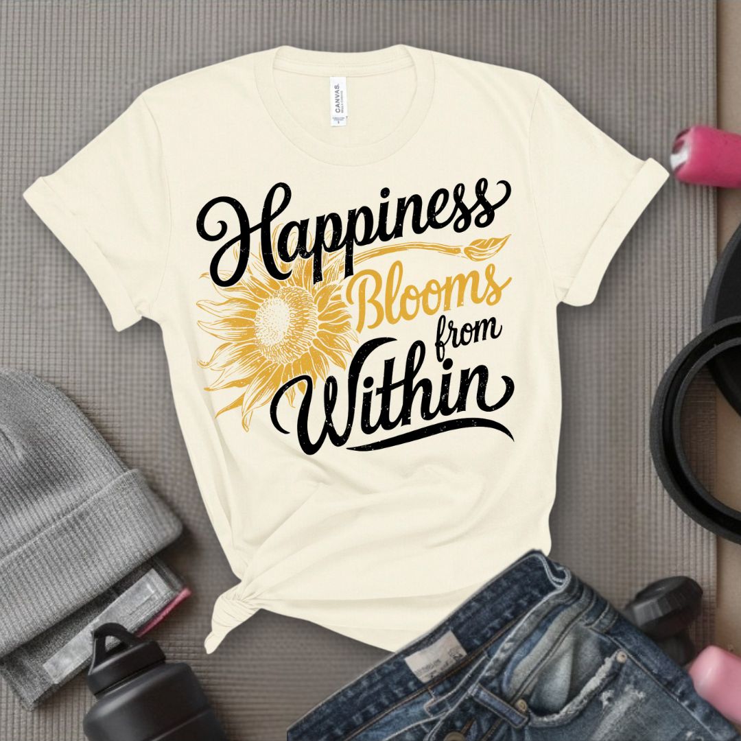 Happiness Blooms From Within - Feminist T-Shirt - Women Empowerment Tee - Bella Canvas 3001