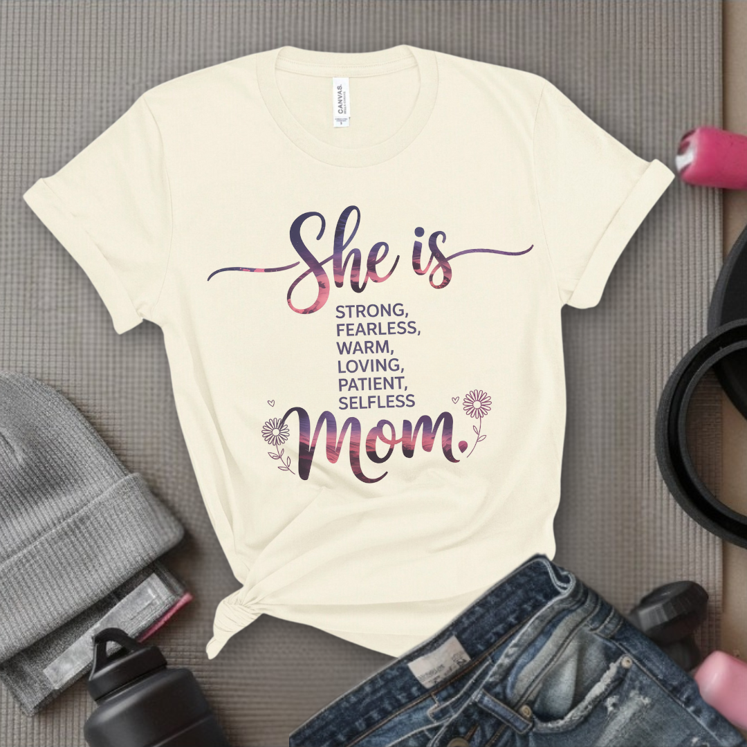 She Is Mom - Mother's Day Gifts - Women Empower Feminist Tee - Bella Canvas 3001
