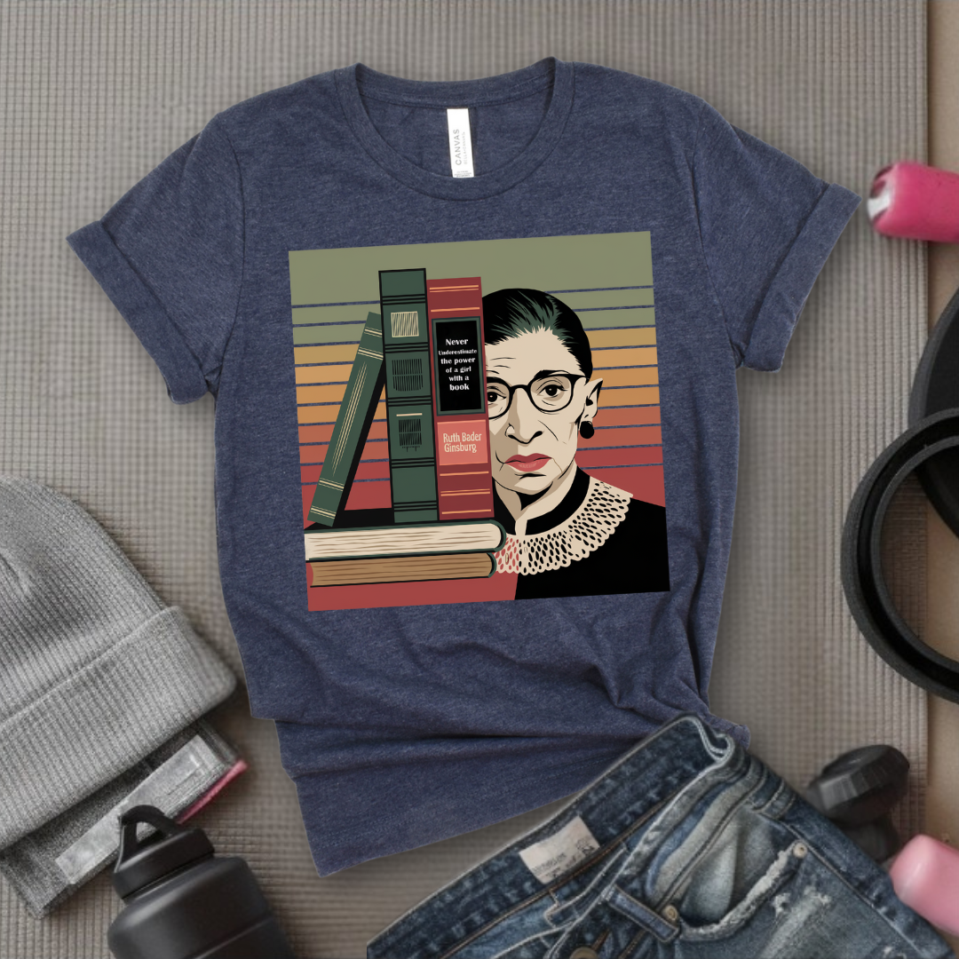 Never Underestimate The Power Of A Girl With A Book - Girl Power Inspirational T-Shirt - Women Empowerment Tee - Gift for Her - Bella Canvas 3001