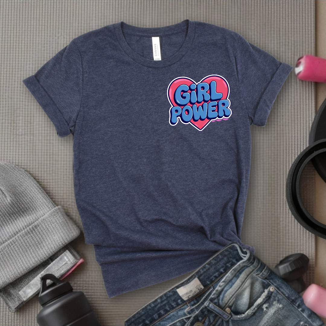 Girl Power Pocket T-shirt - Women Right Inspired Tee - Unisex Jersey Short Sleeve Shirt - Gift for Yourself, Female Friends - Bella Canvas 3001