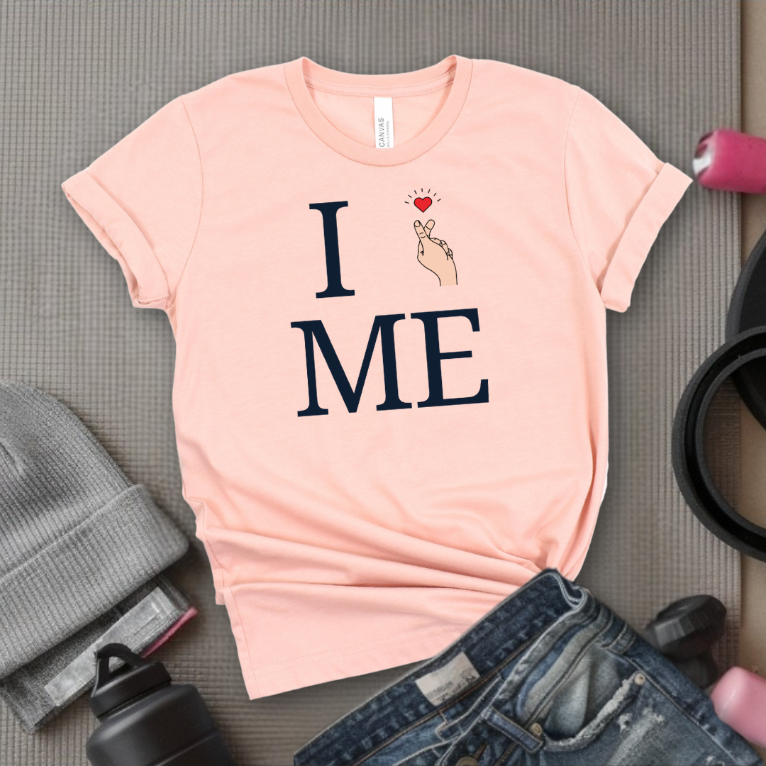 I Love Me T-shirt - Finger Heart - Unisex Jersey Short Sleeve Shirt - Gift for Yourself - Bella Canvas 3001