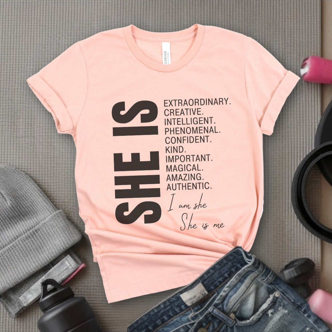 She is Extraordinary Creative Intelligent Kind T-shirt - Unisex Jersey Short Sleeve Shirt - Women Right Inspired Tee - Gift for Yourself - Bella Canvas 3001