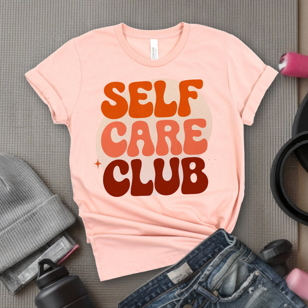 Self Care Club T-shirt - Y2k Style Tee - Unisex Jersey Short Sleeve Shirt - Gift for Yourself, Female Friends - Bella Canvas 3001
