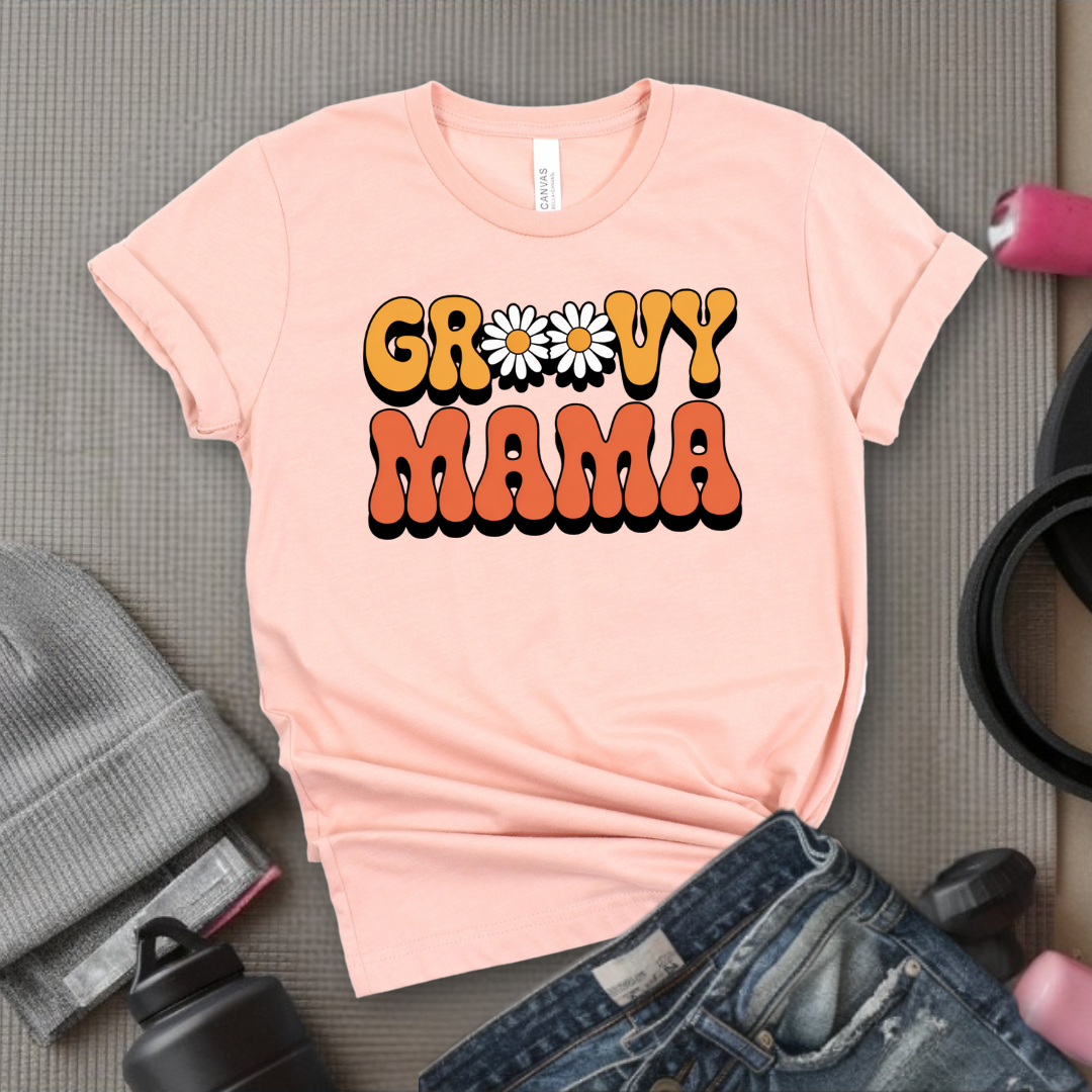 Groovy Mama - Mother's Day Gifts - Women Empower Feminist Tee - Bella Canvas 3001