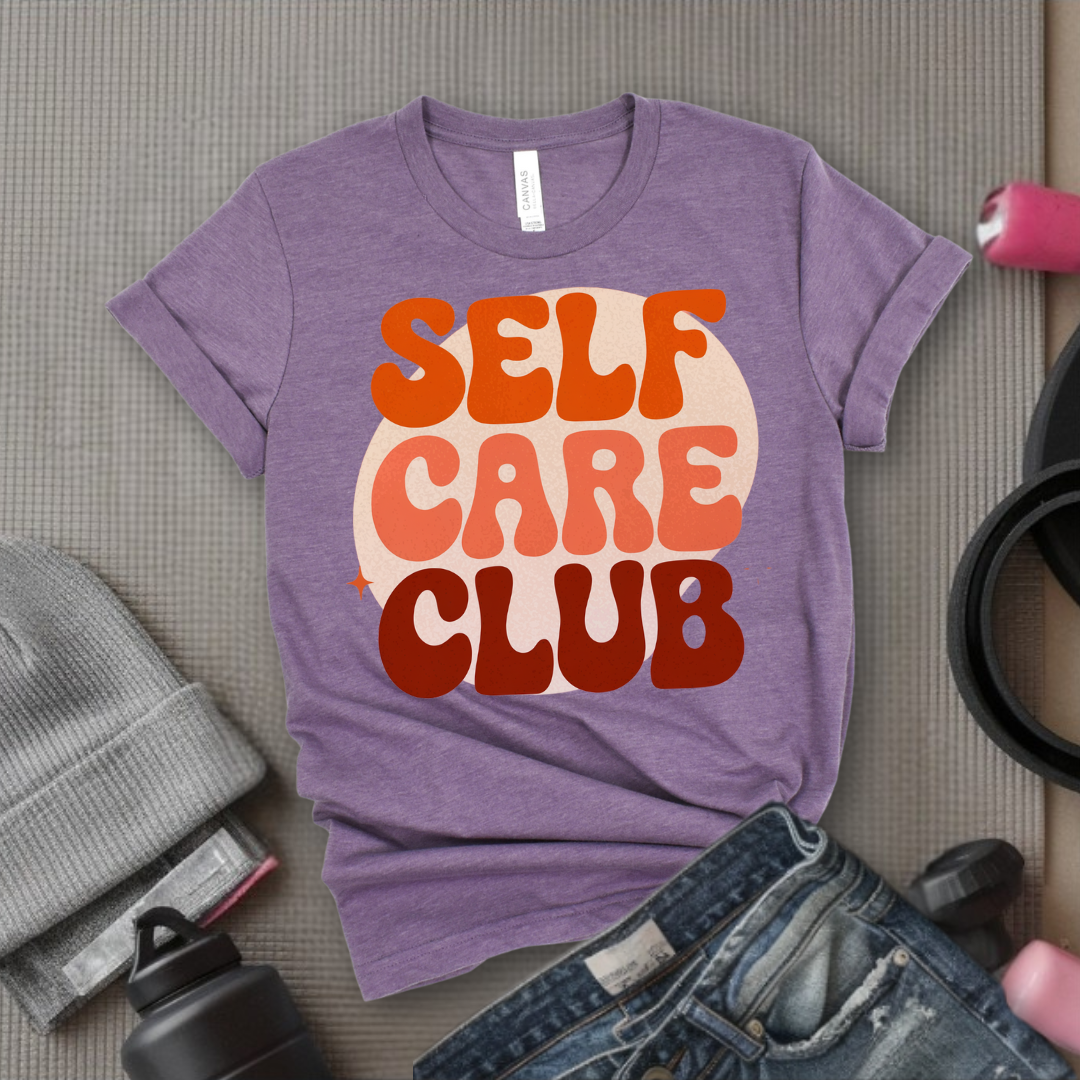 Self Care Club T-shirt - Y2k Style Tee - Unisex Jersey Short Sleeve Shirt - Gift for Yourself, Female Friends - Bella Canvas 3001