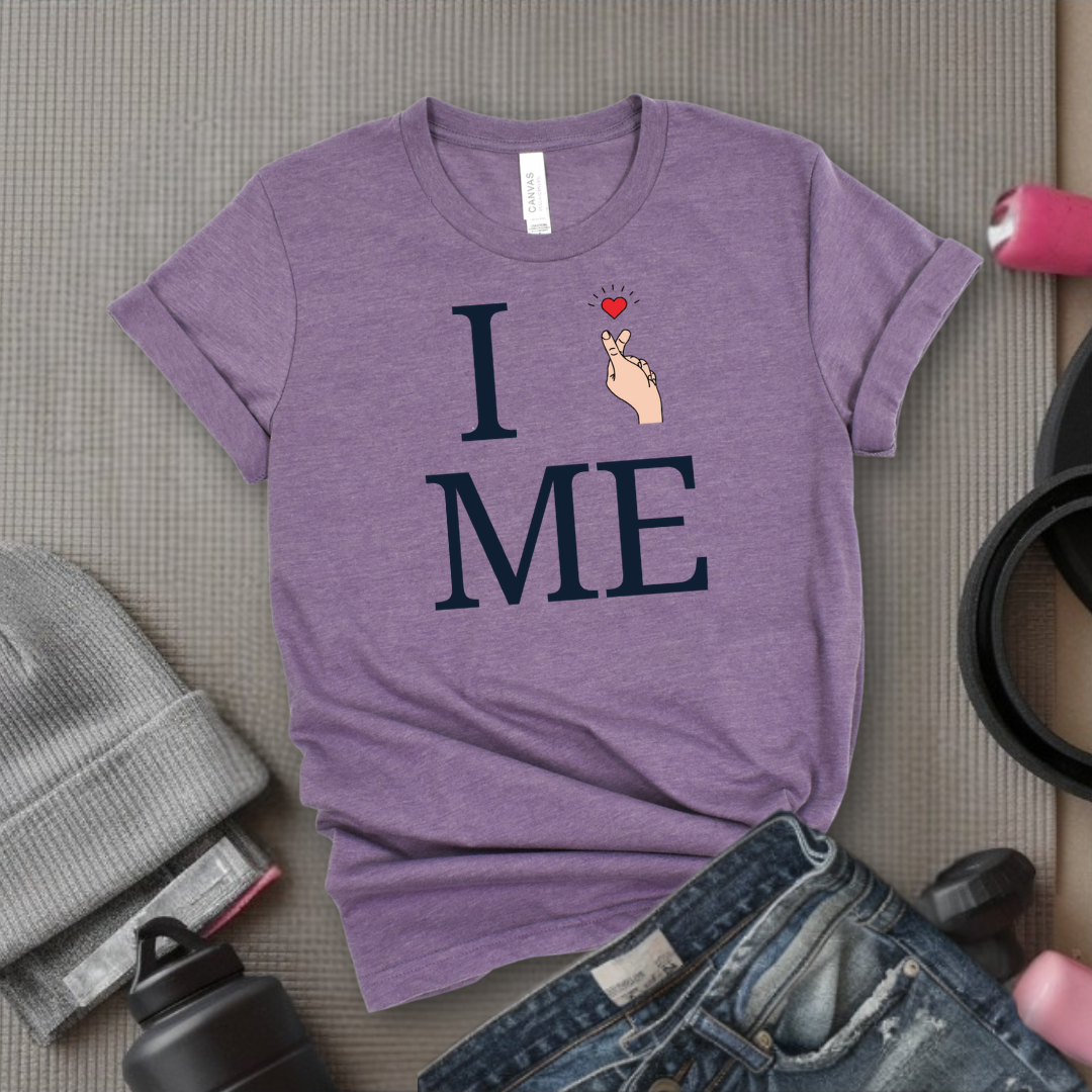 I Love Me T-shirt - Finger Heart - Unisex Jersey Short Sleeve Shirt - Gift for Yourself - Bella Canvas 3001