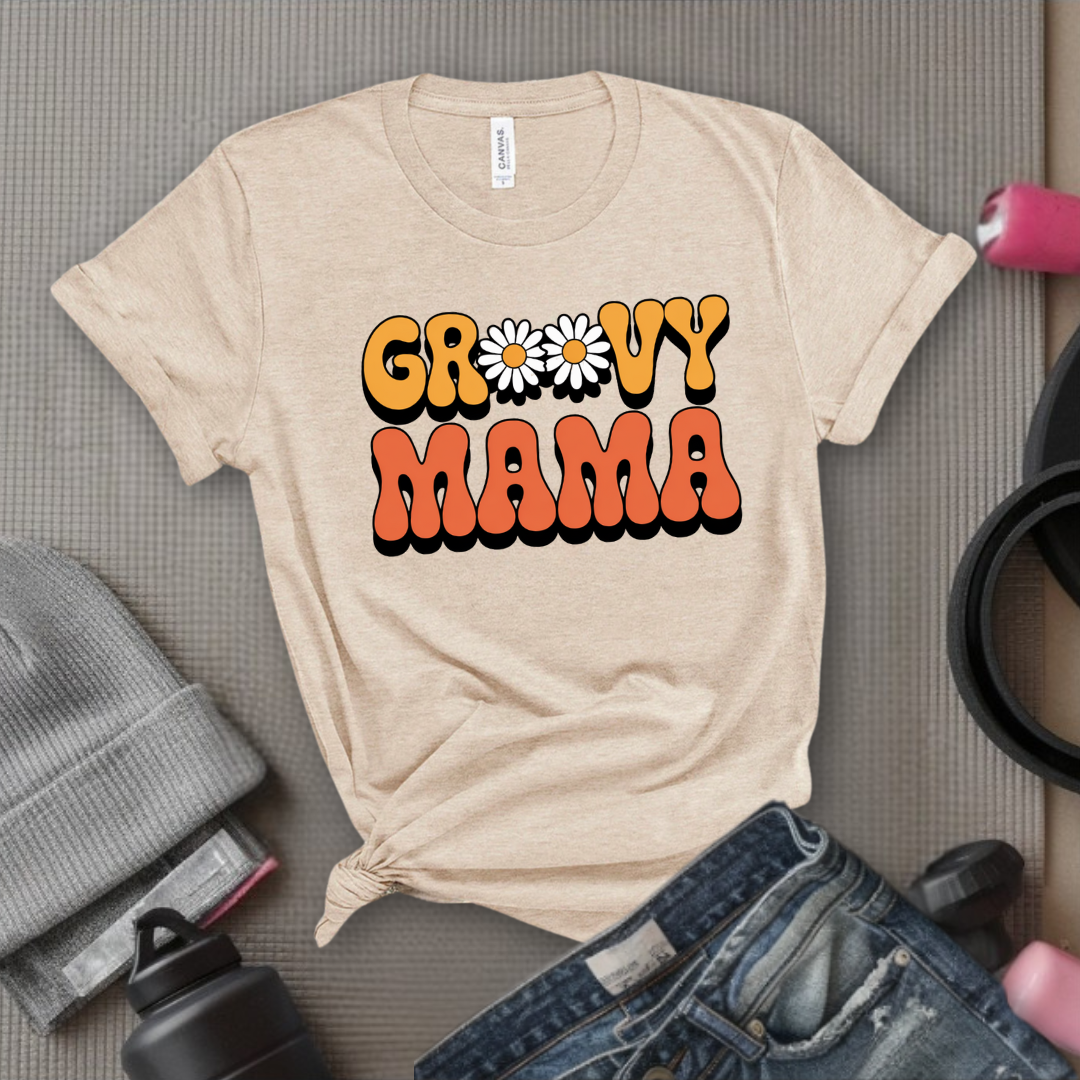 Groovy Mama - Mother's Day Gifts - Women Empower Feminist Tee - Bella Canvas 3001