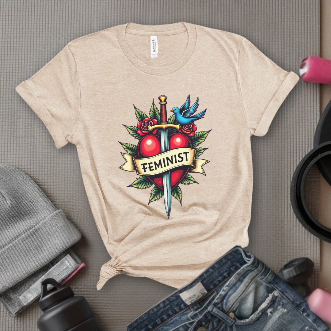 Feminist Swords and Flowers - Women Empowerment Tshirt Collection - Unisex Jersey Short Sleeve Shirt - Gift for Her - Bella Canvas 3001