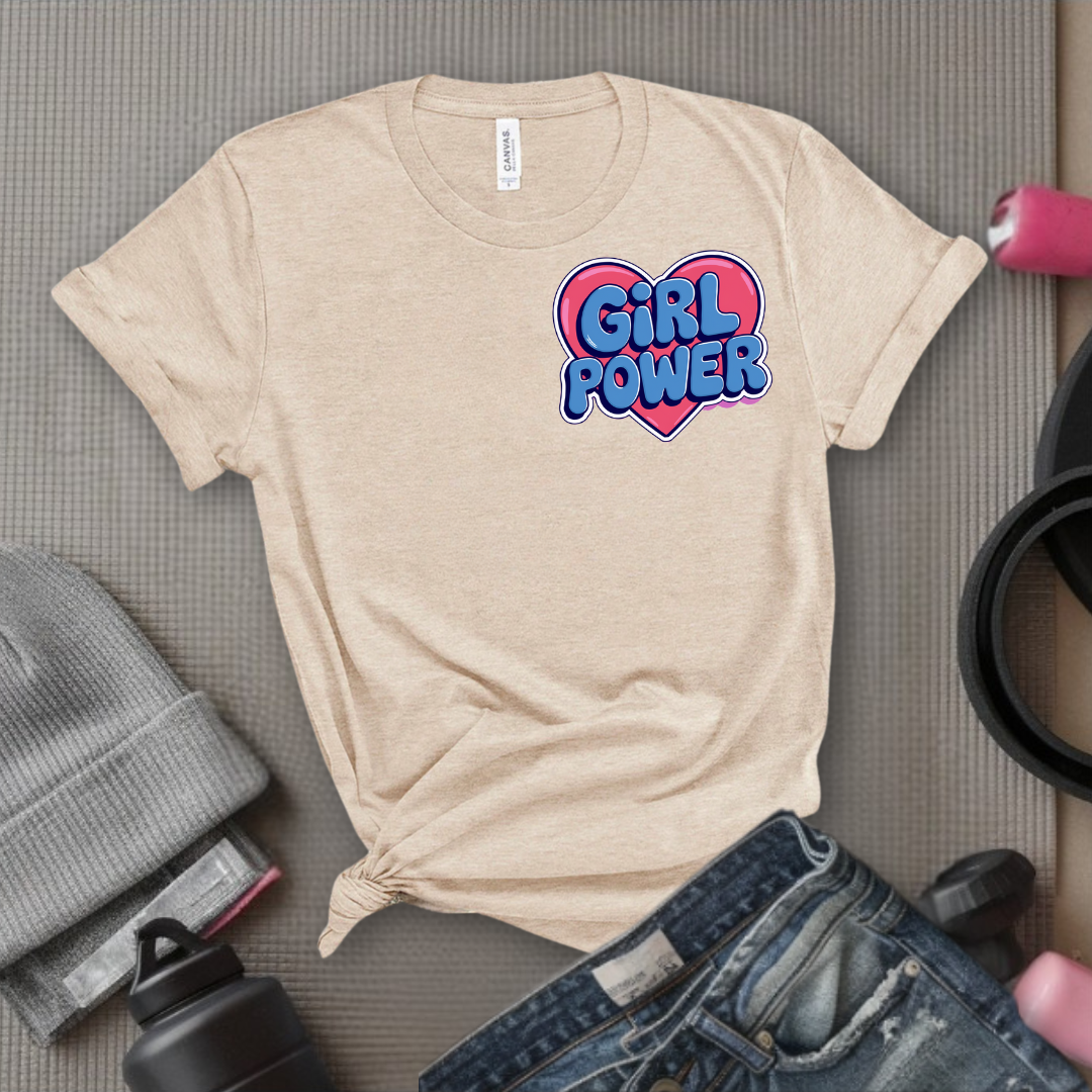 Girl Power Pocket T-shirt - Women Right Inspired Tee - Unisex Jersey Short Sleeve Shirt - Gift for Yourself, Female Friends - Bella Canvas 3001