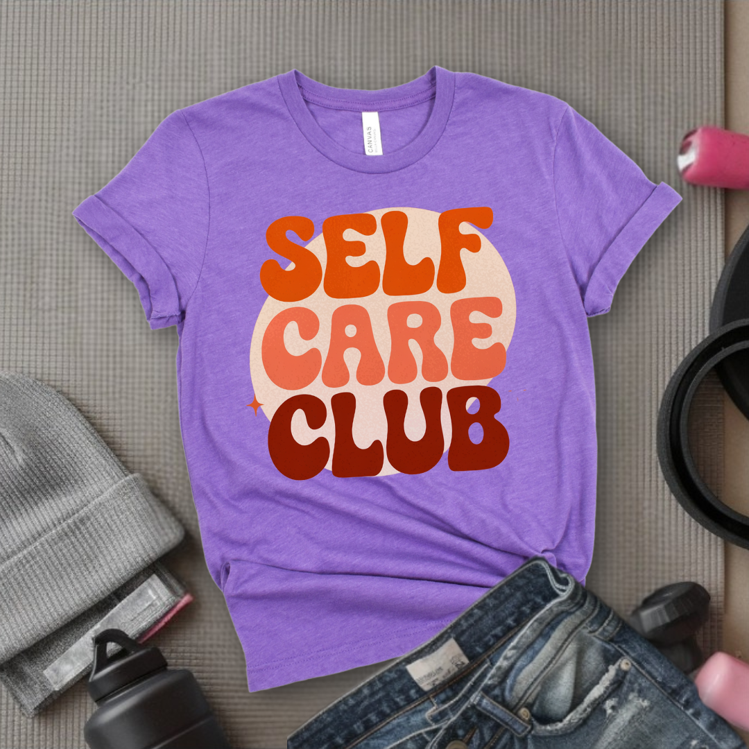 Self Care Club T-shirt - Y2k Style Tee - Unisex Jersey Short Sleeve Shirt - Gift for Yourself, Female Friends - Bella Canvas 3001