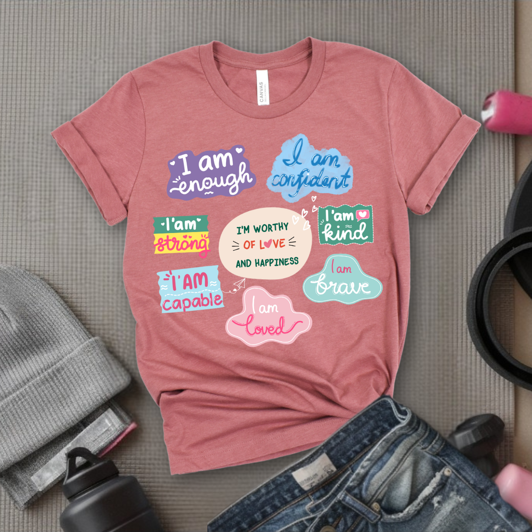 I am Inspiration Shirt - I am Enough T-shirt - Motivational Y2k Style Tshirt - Positive Quotes Tee - Self Love Gift for Women - Bella Canvas 3001