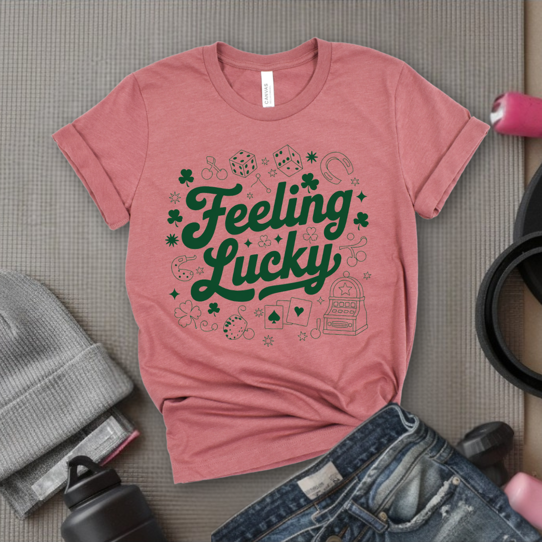 Feeling Lucky - St Patricks Day T-shirt, Y2K Trendy 90's Women Tee - Coquette Tee - Unisex Shirt - Bella Canvas 3001