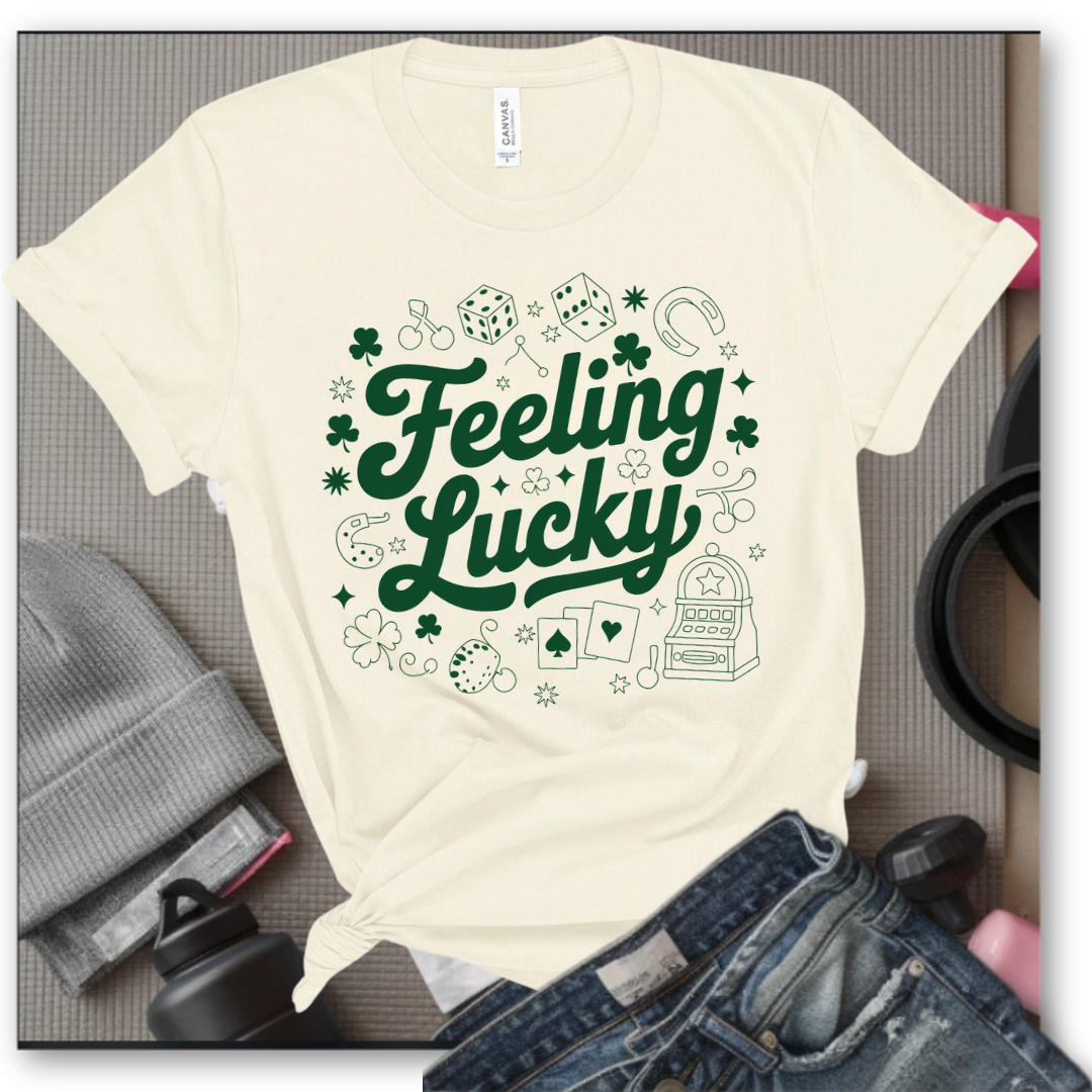 Feeling Lucky - St Patricks Day T-shirt, Y2K Trendy 90's Women Tee - Coquette Tee - Unisex Shirt - Bella Canvas 3001