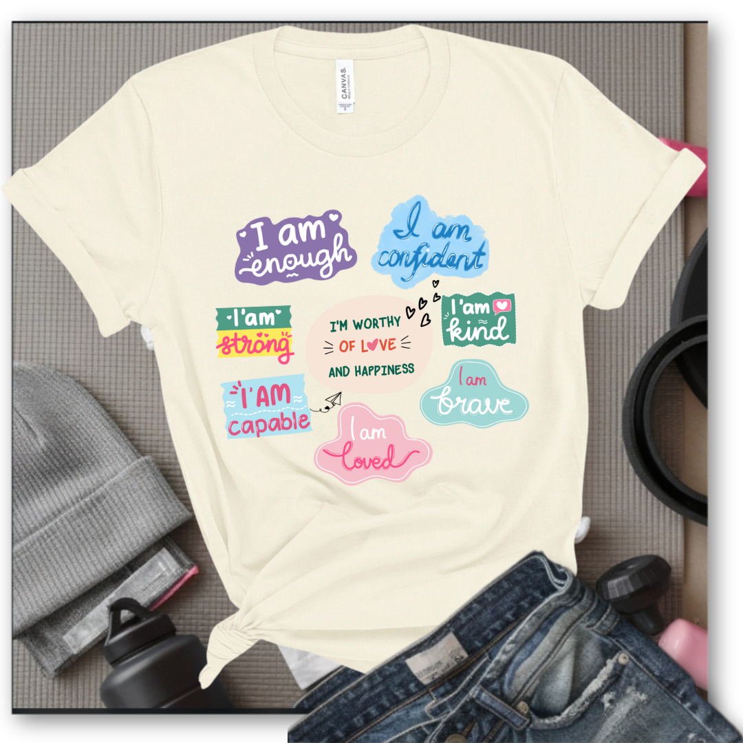 I am Inspiration Shirt - I am Enough T-shirt - Motivational Y2k Style Tshirt - Positive Quotes Tee - Self Love Gift for Women - Bella Canvas 3001