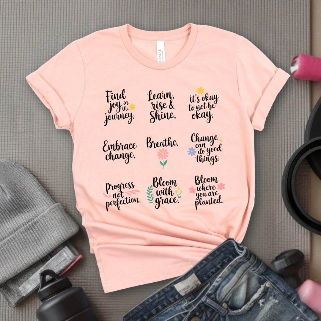 Retro Inspirational Flower Saying - Positive Quotes - Minimalism Mental Health Tee - Unisex Jersey Short Sleeve Shirt - Bella Canvas 3001