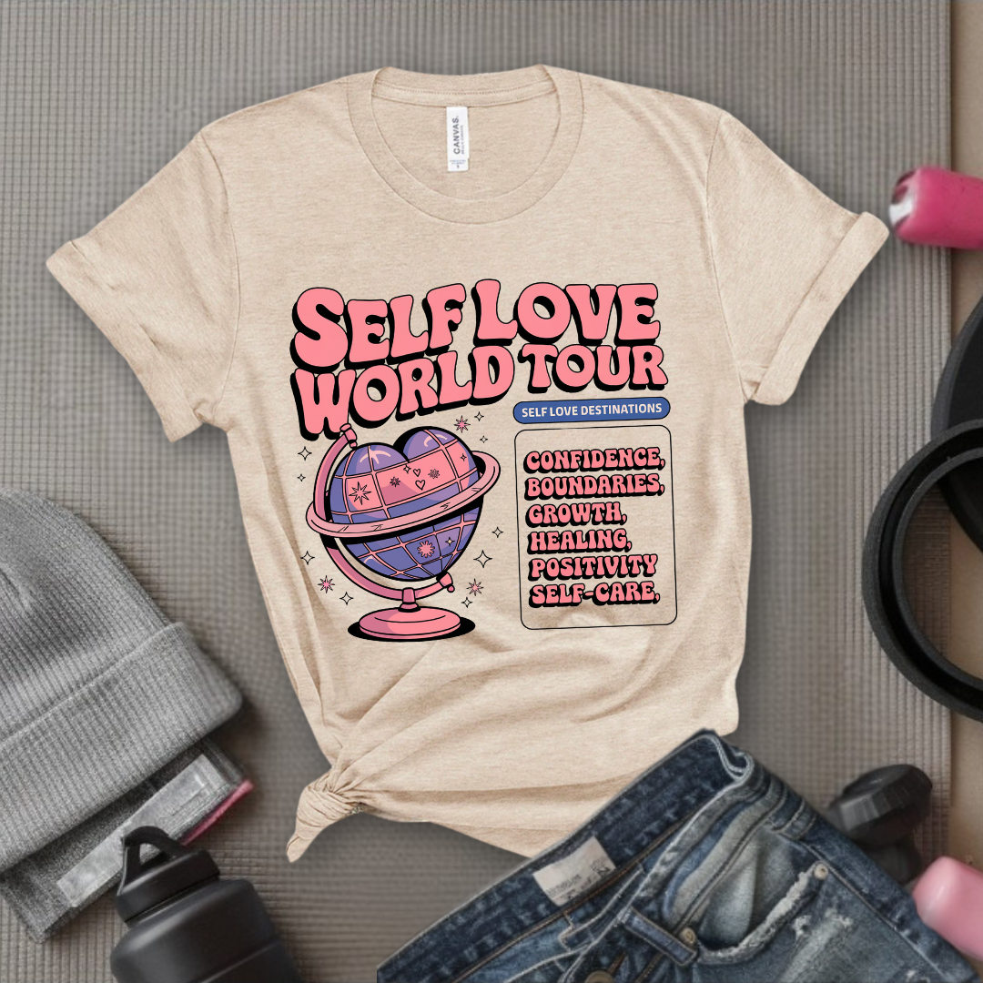 Affirmations Shirt - Self Love World Tour T-shirt - Mental Health Tee - Aesthetic Affirmations Shirt - Gift for Yourself - Bella Canvas 3001