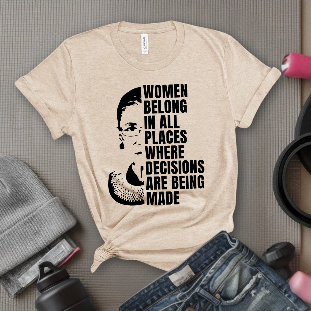 Women Belong In All Places Tshirt - Feminist Women Empowerment Shirt - Unisex Jersey Short Sleeve Shirt - Bella Canvas 3001