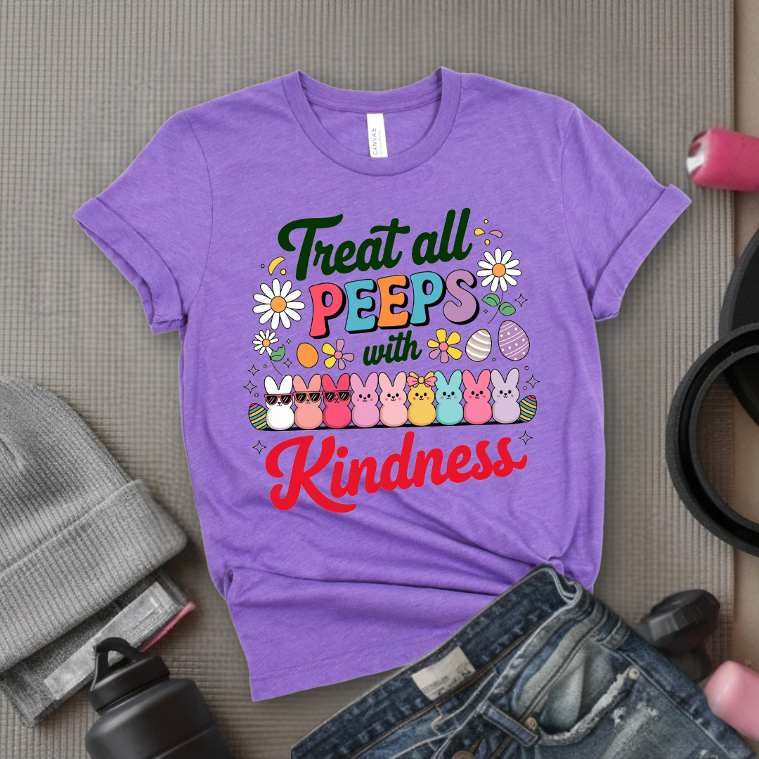 Treat All Peeps With Kindness Shirt - Cute Teacher Easter T-shirt - Bunny Tee - Easter Gift for Teachers - Teacher Spring Outfit - Unisex Jersey Short Sleeve Shirt