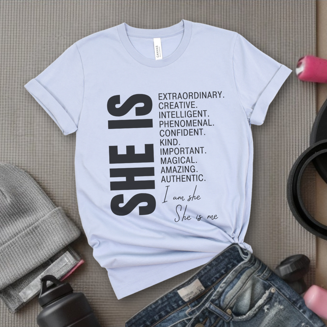 She is Extraordinary Creative Intelligent Kind T-shirt - Unisex Jersey Short Sleeve Shirt - Women Right Inspired Tee - Gift for Yourself - Bella Canvas 3001