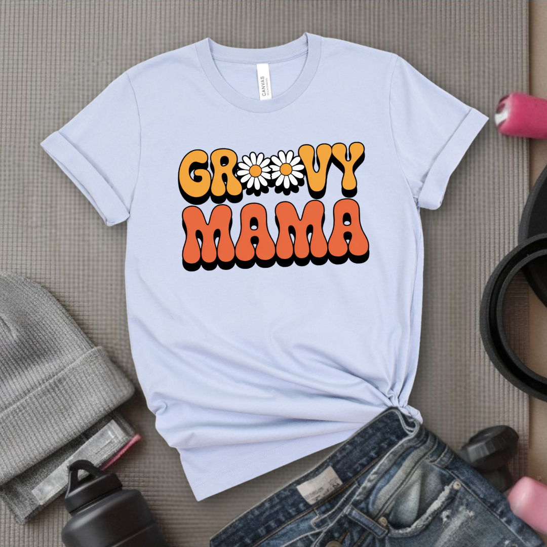 Groovy Mama - Mother's Day Gifts - Women Empower Feminist Tee - Bella Canvas 3001